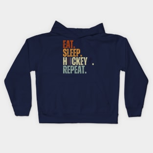 Eat Sleep Hockey Repeat Kids Adult Ice Hockey Retro Vintage Kids Hoodie